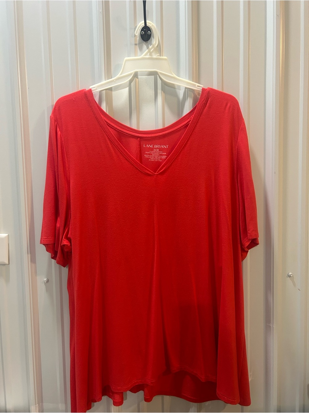 Lane Bryant Bright Red V-Neck Short Sleeve Tee